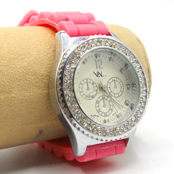 Via Nova Unisex Casual Pink Silicone Jelly Gel Quartz Analog Sports Wrist Watch - Picture 1 of 6